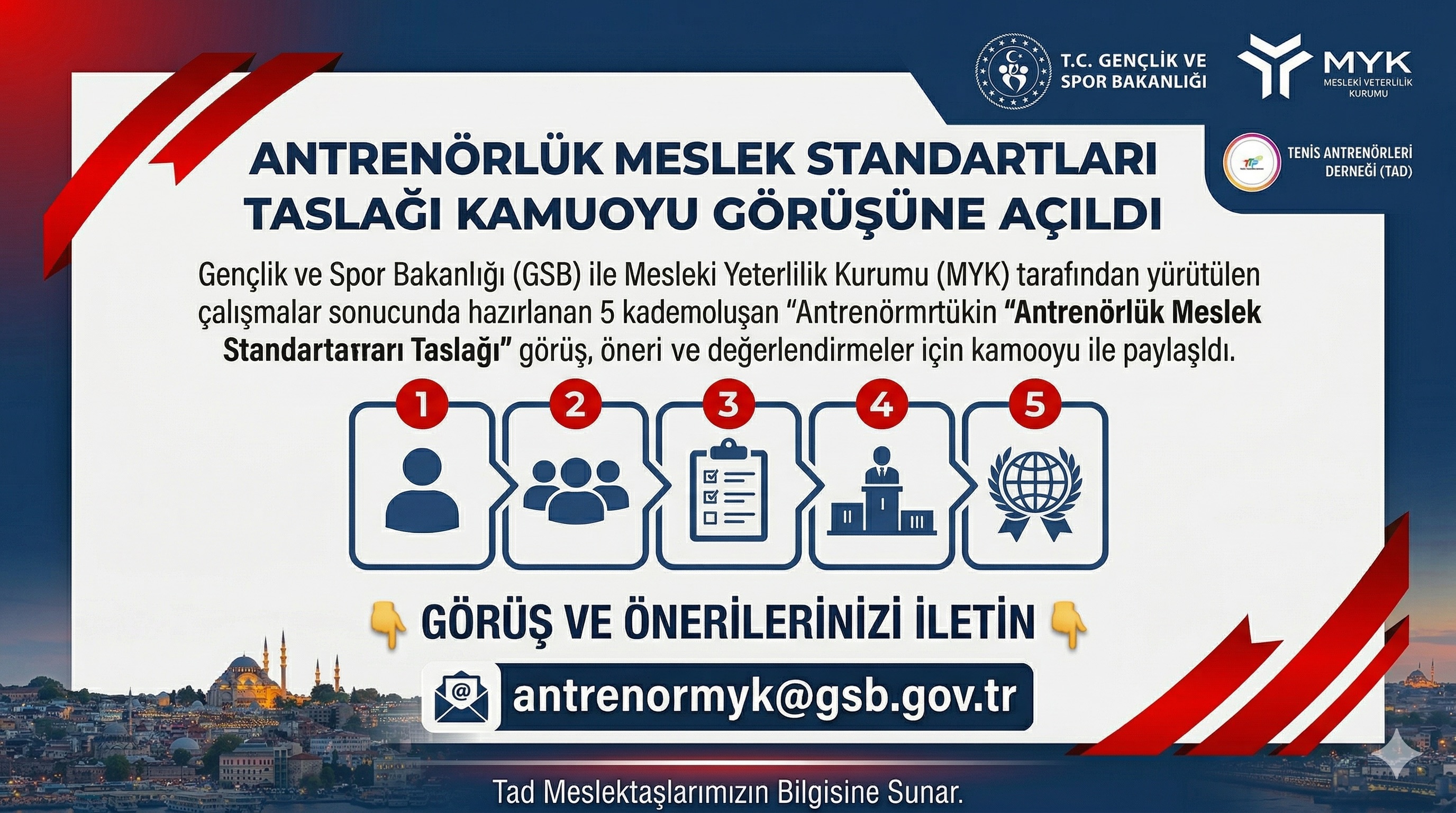 Antrenörlük Meslek Standartları Taslağı Kamuoyu Görüşüne Açıldı